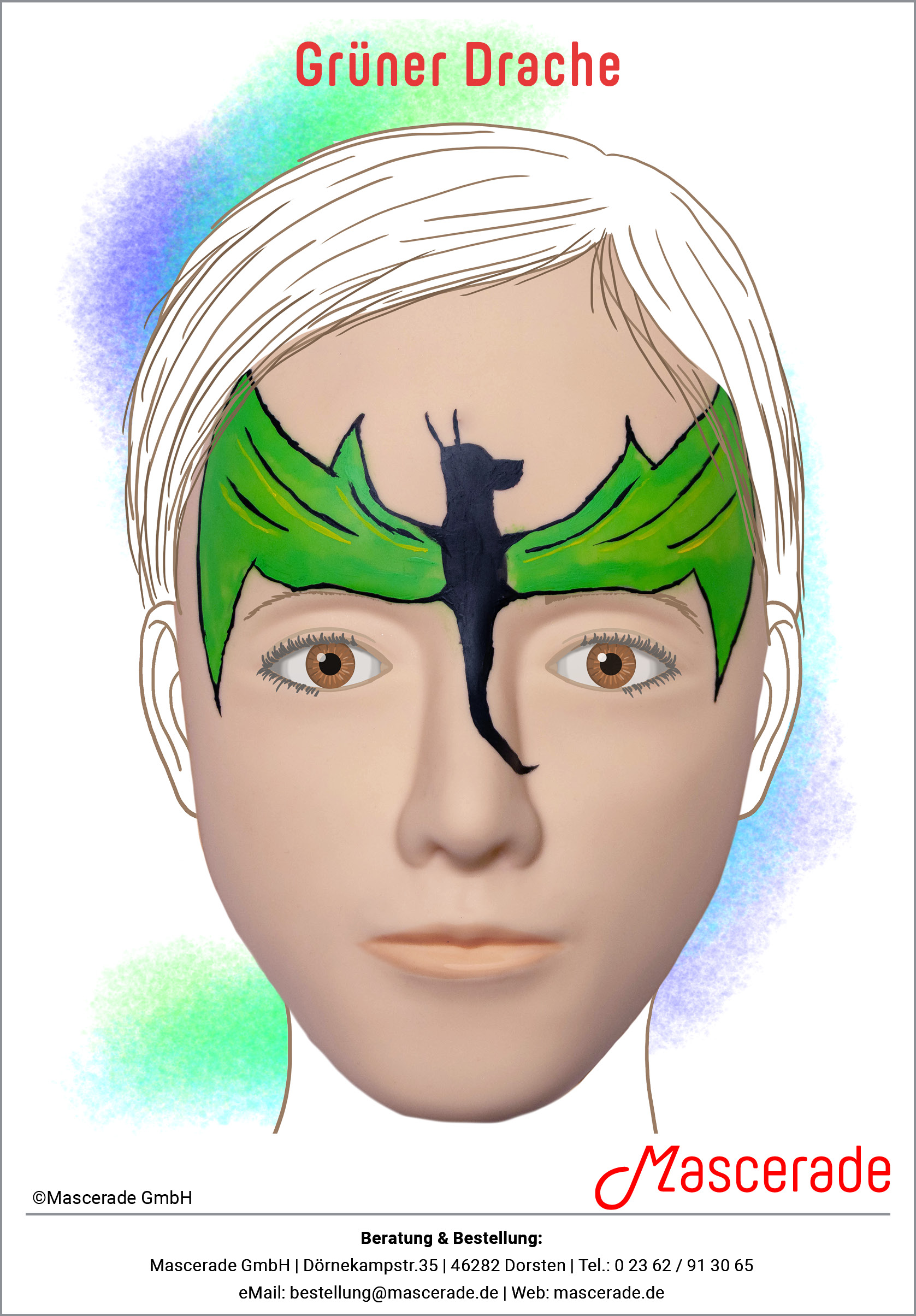 Gruener Drache_Mascerade-Schminkmotiv Gruener Drache_Mascerade-Schminkmotiv