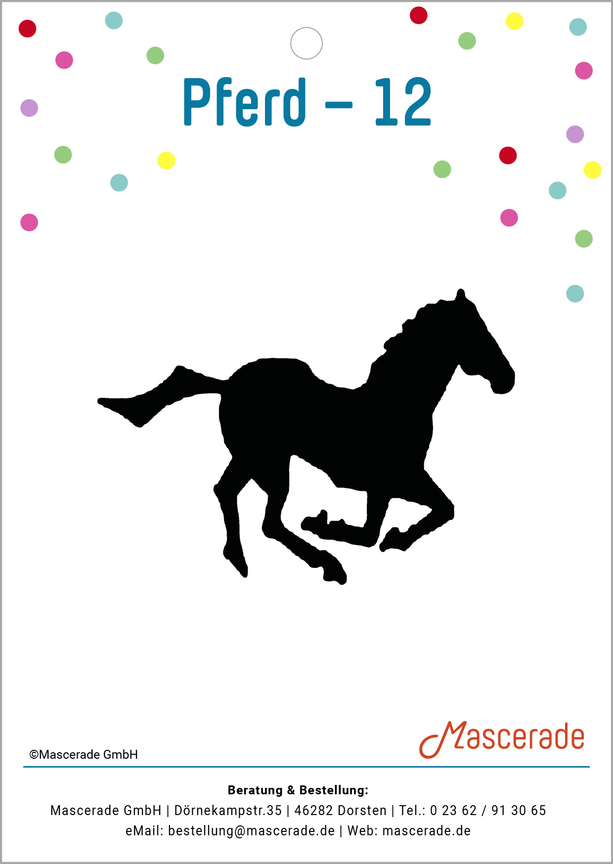 Pferd, Mascerade Tattoo-Schablone, TS-12 Pferd, Mascerade Tattoo-Schablone, TS-12