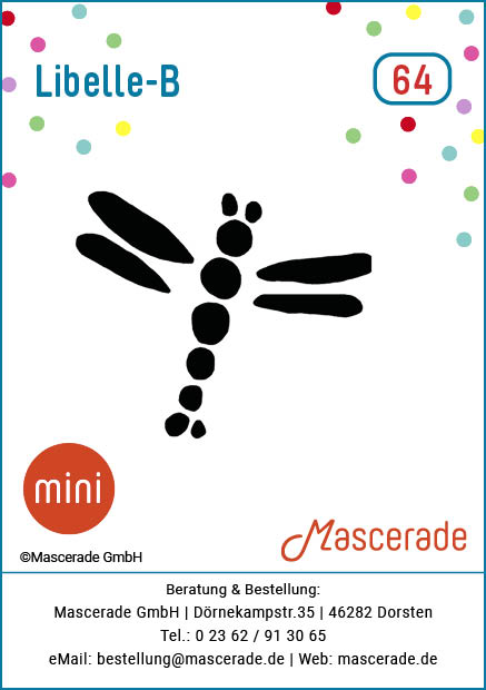 Libelle-B, Mascerade Mini-Tattoo-Schablonen, MT-064 Libelle-B, Mascerade Mini-Tattoo-Schablonen, MT-064