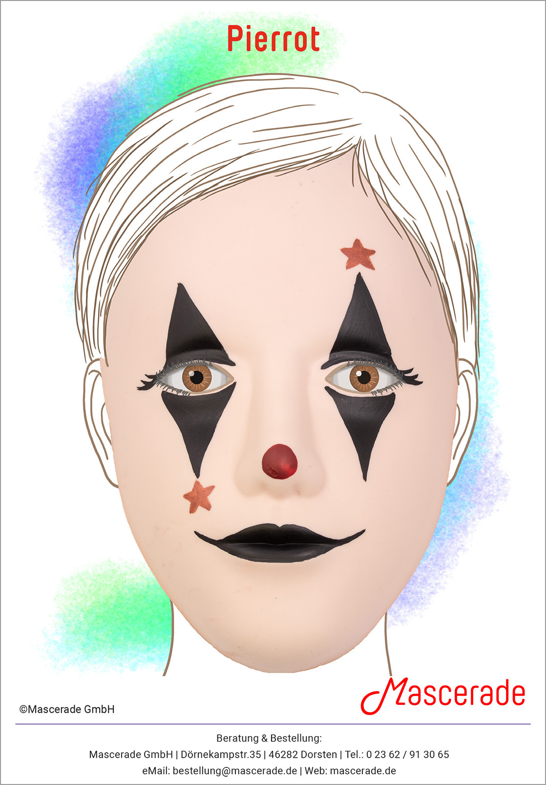 Karneval Pierrot Mascerade Schminkvorlage Karneval Pierrot Mascerade Schminkvorlage