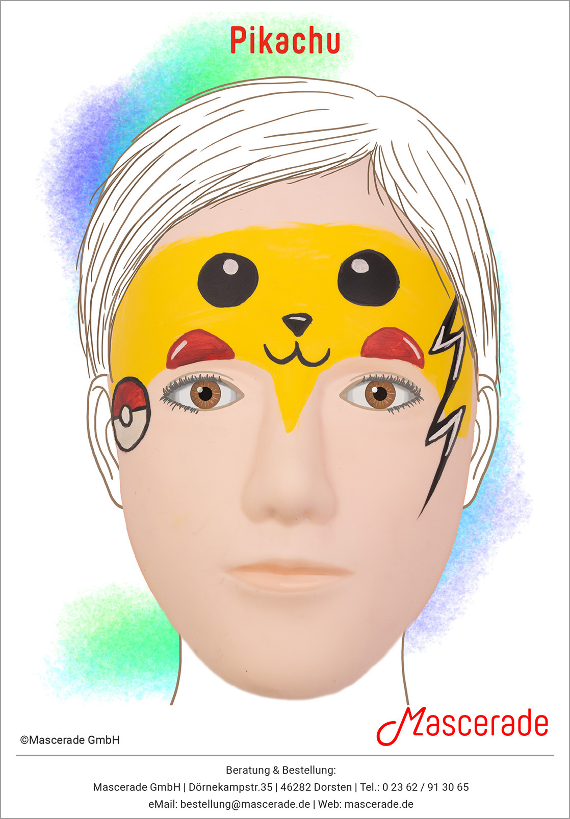 Pikachu Mascerade Schminkvorlage Pikachu Mascerade Schminkvorlage