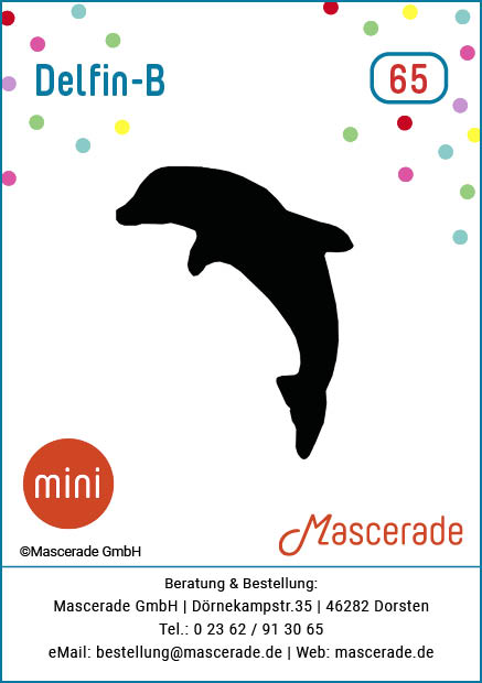 Delfin-B, Mascerade Mini-Tattoo-Schablonen, MT-065 Delfin-B, Mascerade Mini-Tattoo-Schablonen, MT-065
