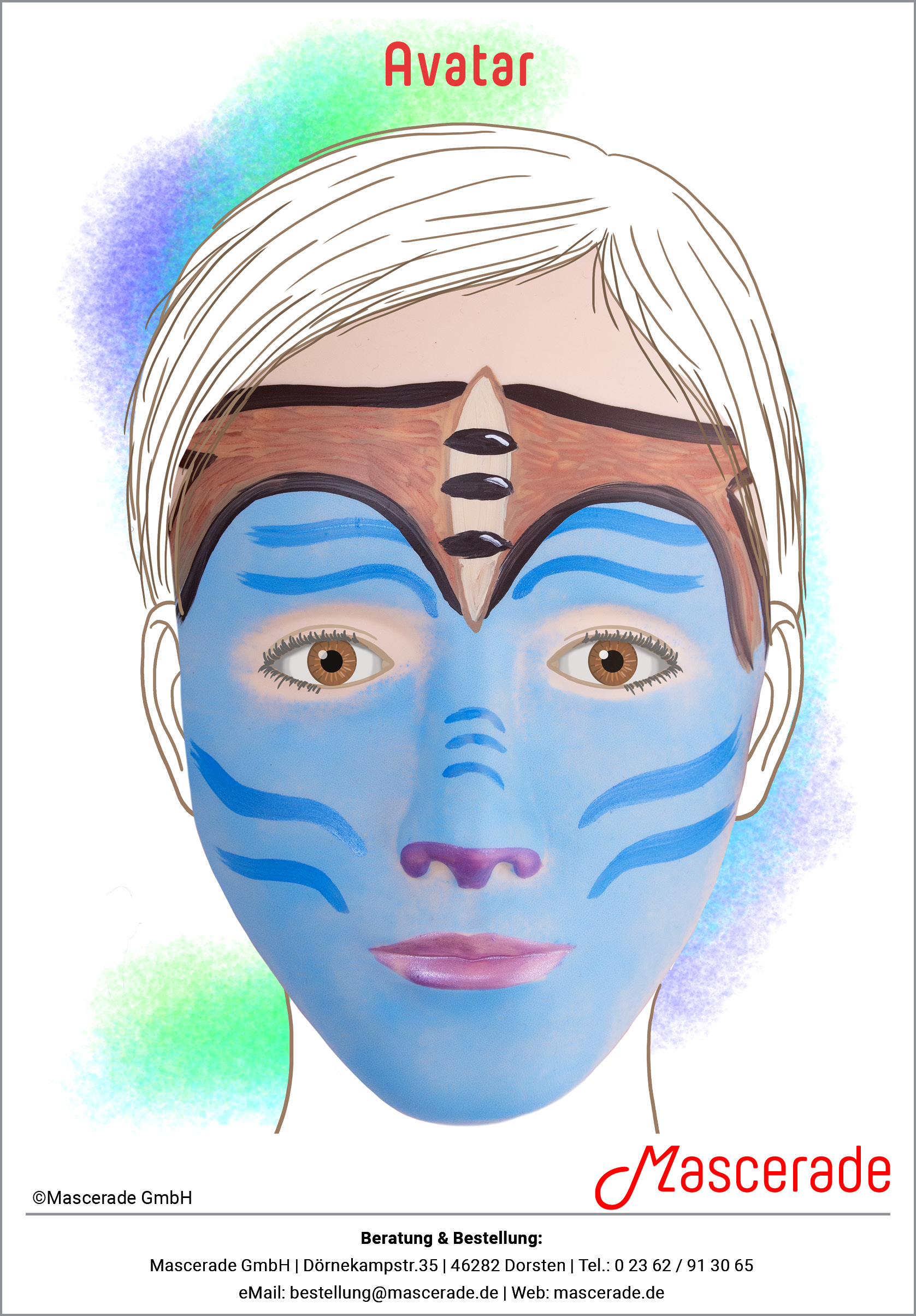 Avatar mit Flugbrille Mascerade-Schminkvorlage