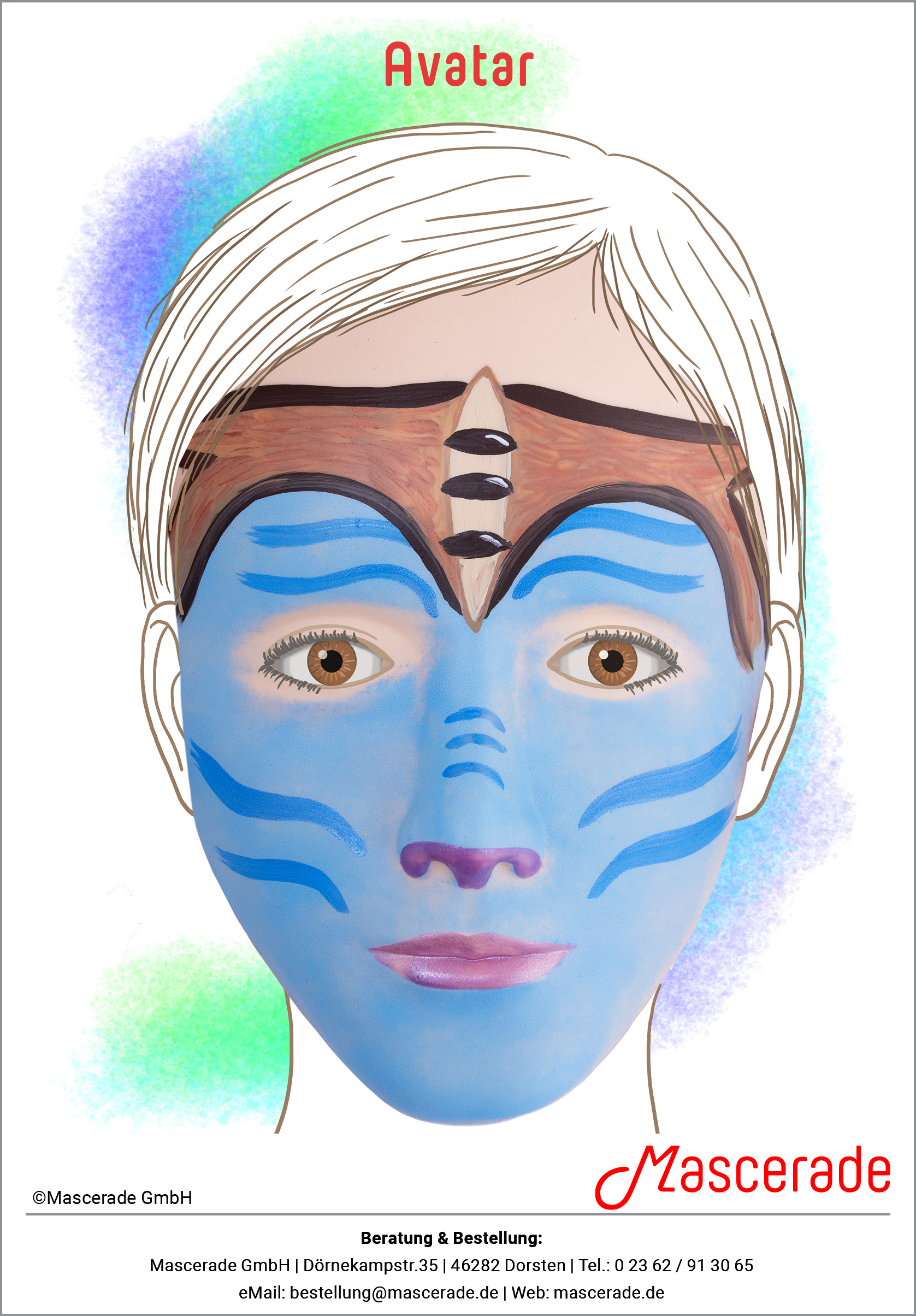 Avatar mit Flugbrille Mascerade-Schminkvorlage Avatar mit Flugbrille Mascerade-Schminkvorlage