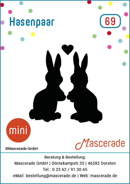Hasenpaar, Mascerade Mini-Tattoo-Schablonen, MT-069 Hasenpaar, Mascerade Mini-Tattoo-Schablonen, MT-069