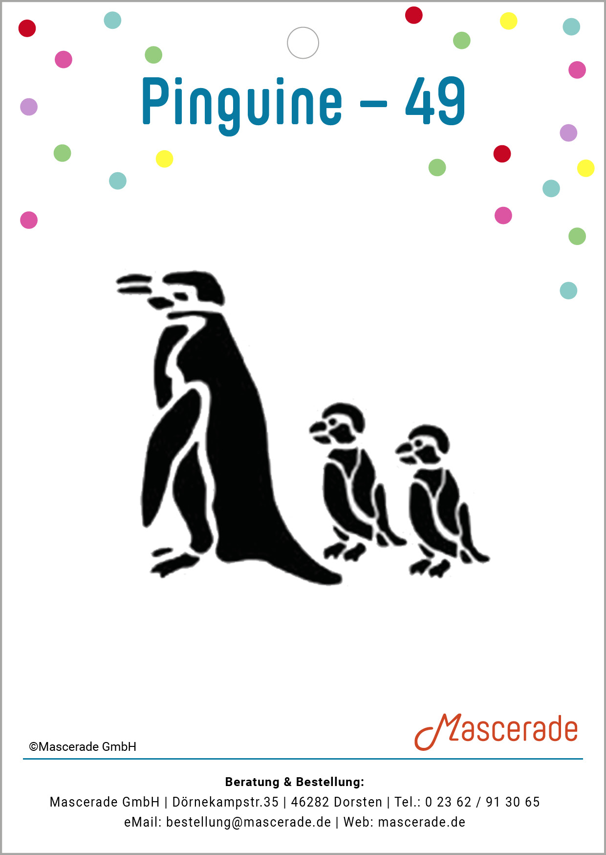 Pinguine, Mascerade Tattoo-Schablone, TS-49