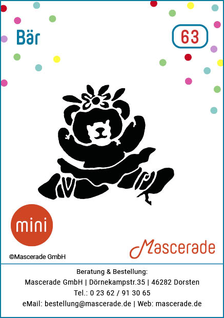 Baer, Mascerade Mini-Tattoo-Schablone, MT-063 Baer, Mascerade Mini-Tattoo-Schablone, MT-063
