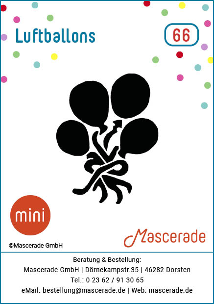 Luftballons, Mascerade Mini-Tattoo-Schablonen, MT-066 Luftballons, Mascerade Mini-Tattoo-Schablonen, MT-066