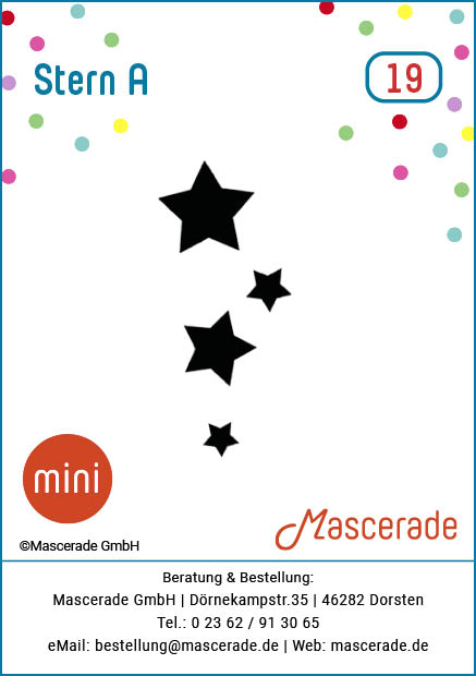 Stern-A, Mascerade Mini-Tattoo-Schablonen, MT-019 Stern-A, Mascerade Mini-Tattoo-Schablonen, MT-019