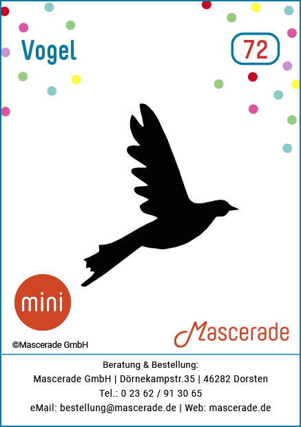 Vogel, Mascerade Mini-Tattoo-Schablonen, MT-072 Vogel, Mascerade Mini-Tattoo-Schablonen, MT-072