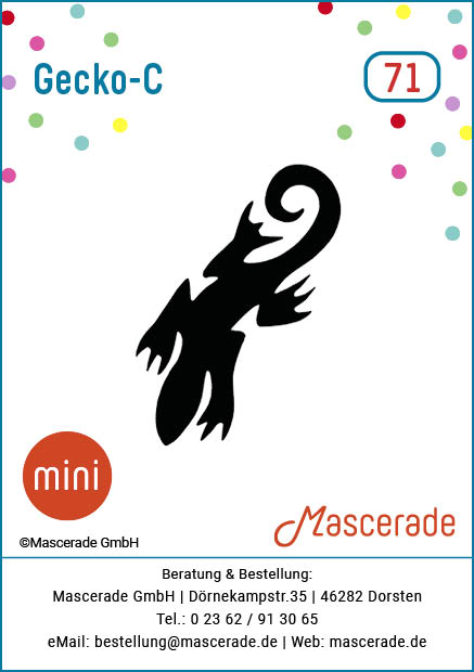 Gecko-C, Mascerade Mini-Tattoo-Schablonen, MT-071 Gecko-C, Mascerade Mini-Tattoo-Schablonen, MT-071