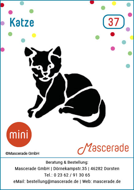 Katze, Mascerade Mini-Tattoo-Schablonen, MT-037 Katze, Mascerade Mini-Tattoo-Schablonen, MT-037