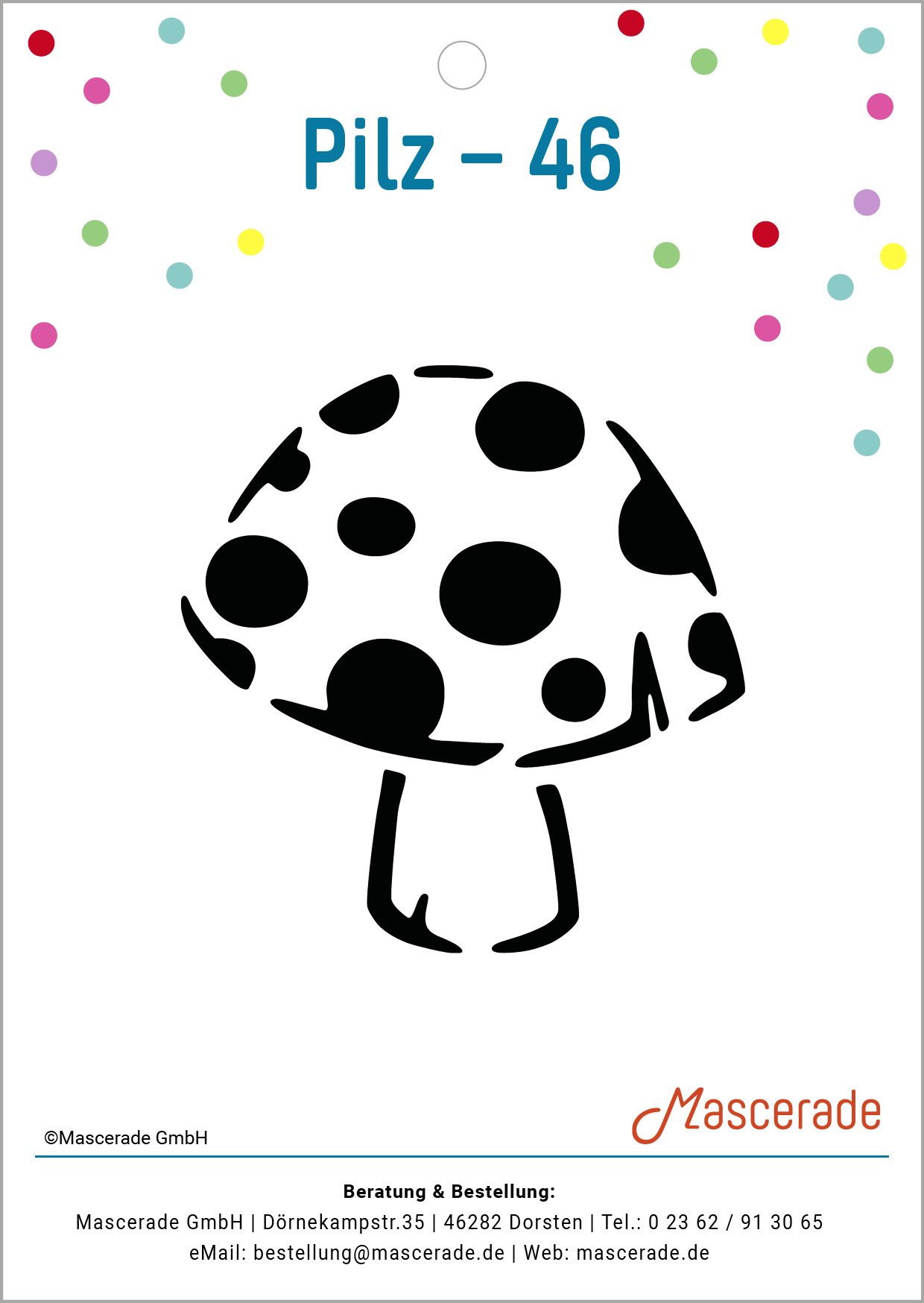 Pilz, Mascerade Tattoo-Schablone, TS-46 Pilz, Mascerade Tattoo-Schablone, TS-46