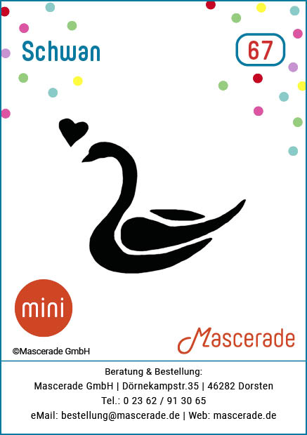 Schwan, Mascerade Mini-Tattoo-Schablonen, MT-067 Schwan, Mascerade Mini-Tattoo-Schablonen, MT-067