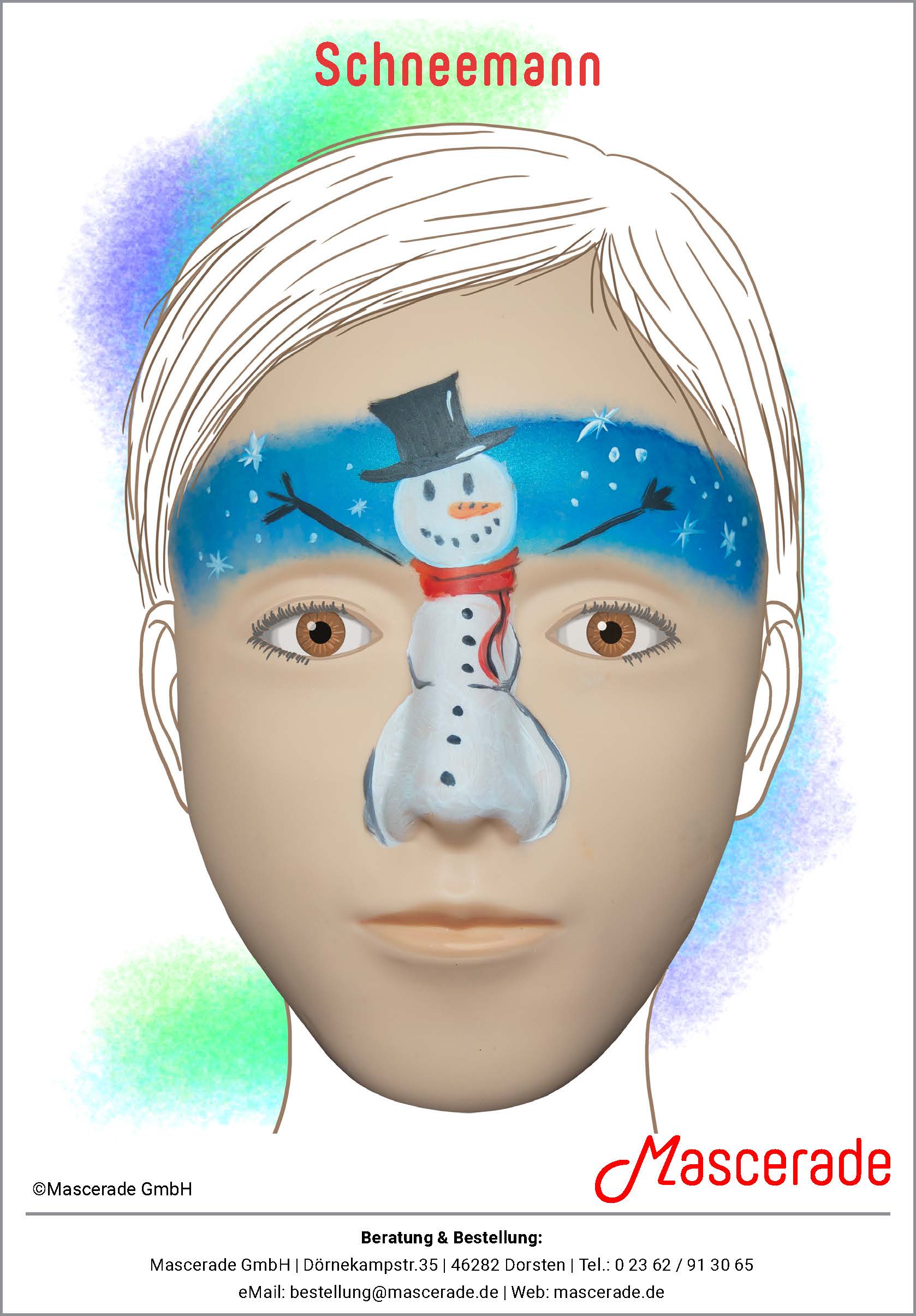 Schneemann Mascerade-Schminkvorlage Schneemann Mascerade-Schminkvorlage