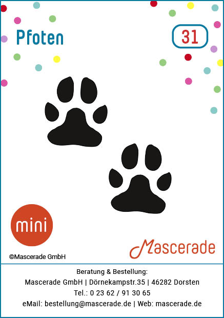 Pfoten, Mascerade Mini-Tattoo-Schablonen, MT-031 Pfoten, Mascerade Mini-Tattoo-Schablonen, MT-031