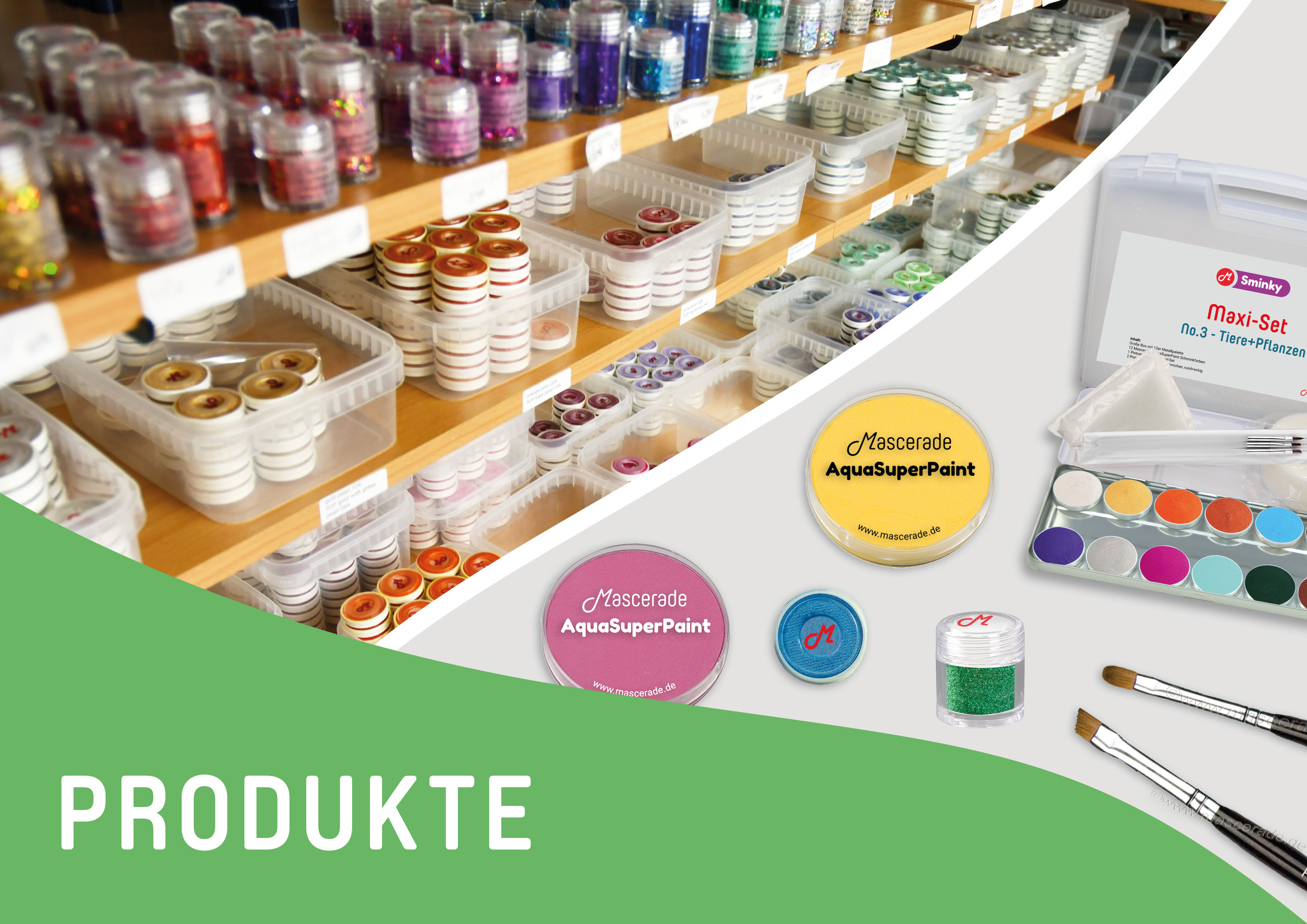 Mascerade Kinderschminke, Nagellack, AquaSuperPaint, Mascrede, Palette, Pinselset